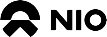 NIO logo in black on a green background, featuring an abstract symbol and the letters NIO.